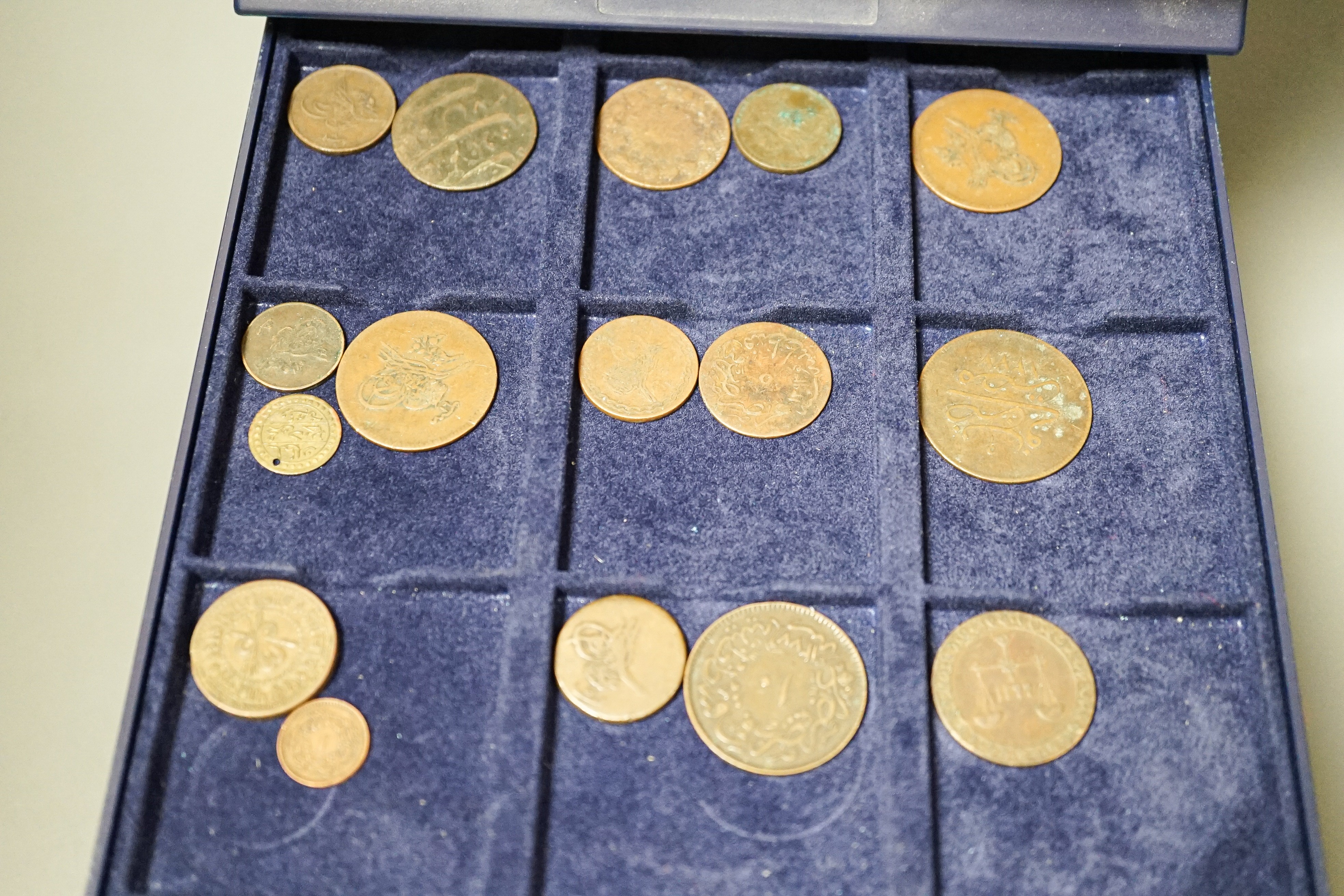 Ottoman Empire and Islamic coins, 19th/20th century, silver and bronze coinage, 12 trays